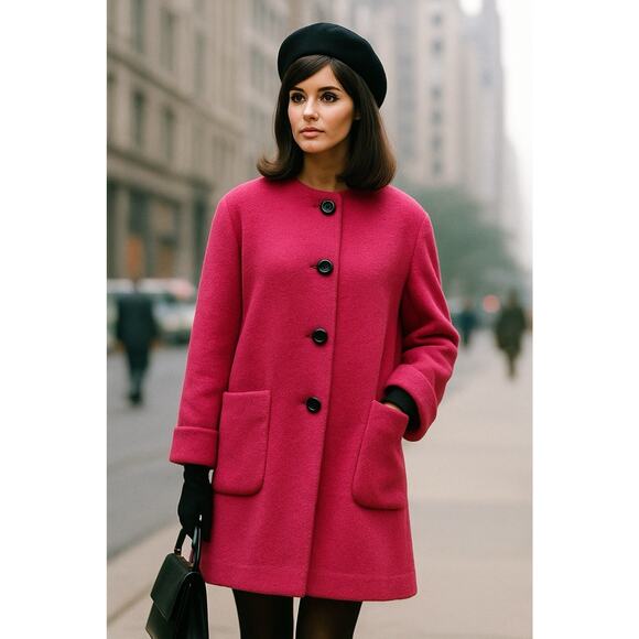 Laurel Jackets & Blazers - LAUREL By Escada Hot Pink Wool Vintage Swing Coat Fits Like A Large!